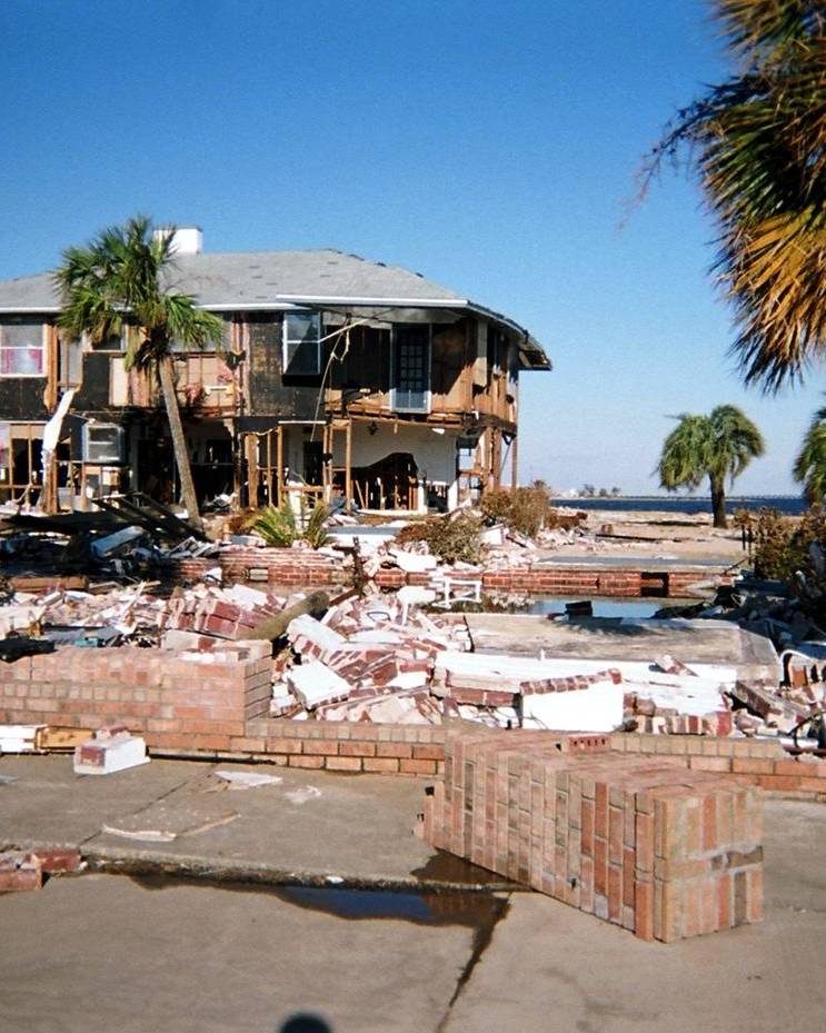 Homes on the bay leveled by hurricane winds and storm surge